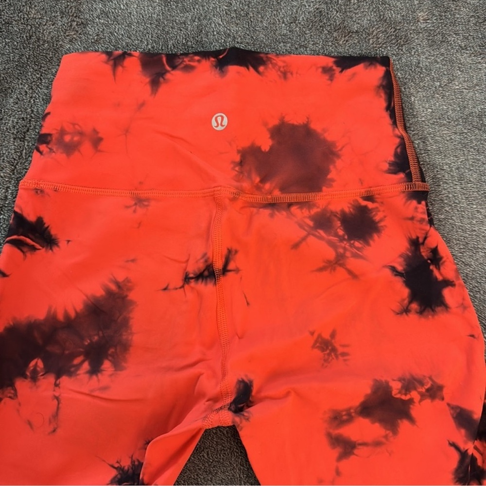 lululemon athletica Red & Black Tie-Dye High-Rise Leggings